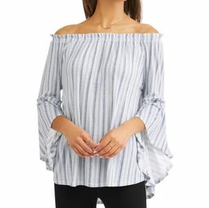 Time and Tru XXL Blue and White Striped Blouse